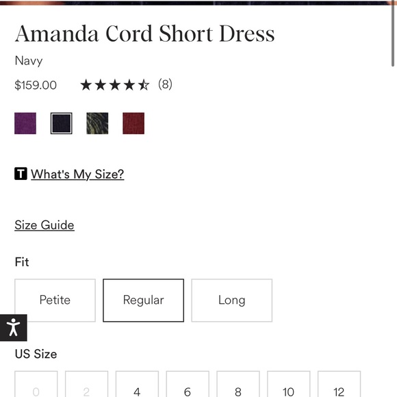 Boden Amanda Corduroy Short Dress Size 8R in Navy - Picture 14 of 15